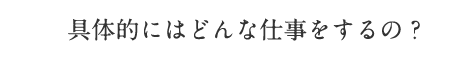 具体的にはどんな仕事をするの？